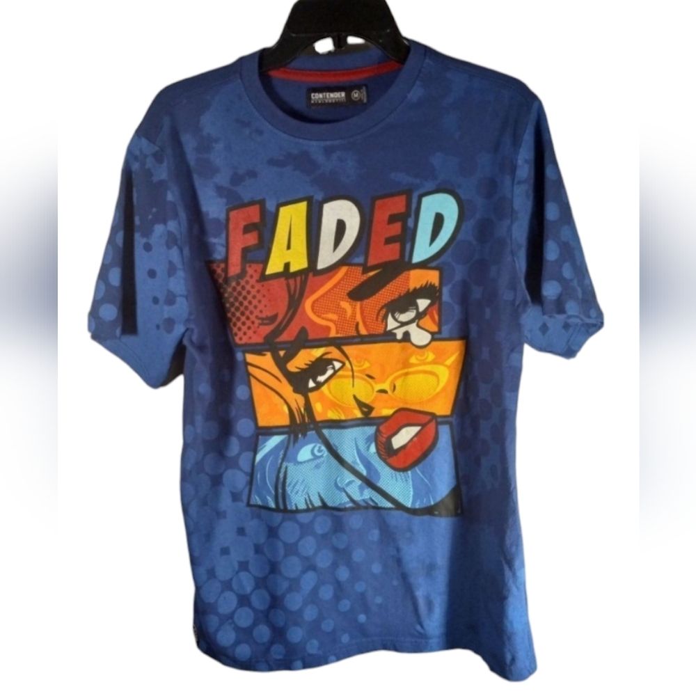 Contender Men's Faded Blue Graphic Short Sleeve T-shirt Size Medium